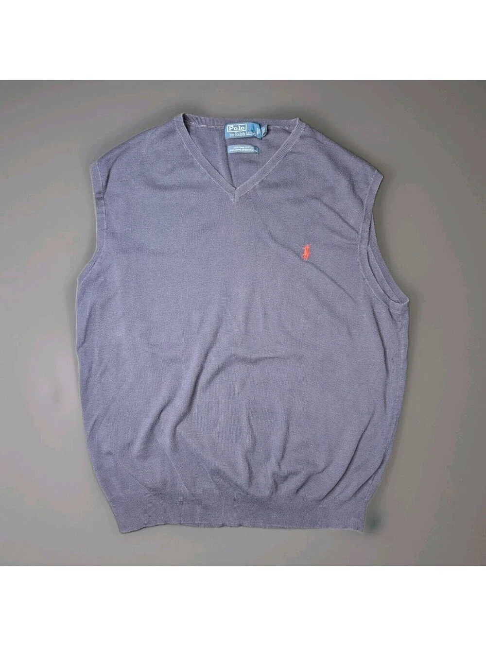 Polo Ralph Lauren V Neck Sweater Vest Mens XLT Tall Pima Cotton Navy